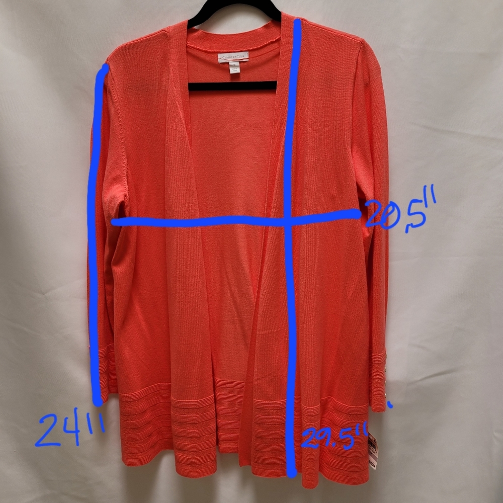 NWT Charter Club Coral/Pink Lightweight Sweater/Cardigan 1X - Picture 3 of 10